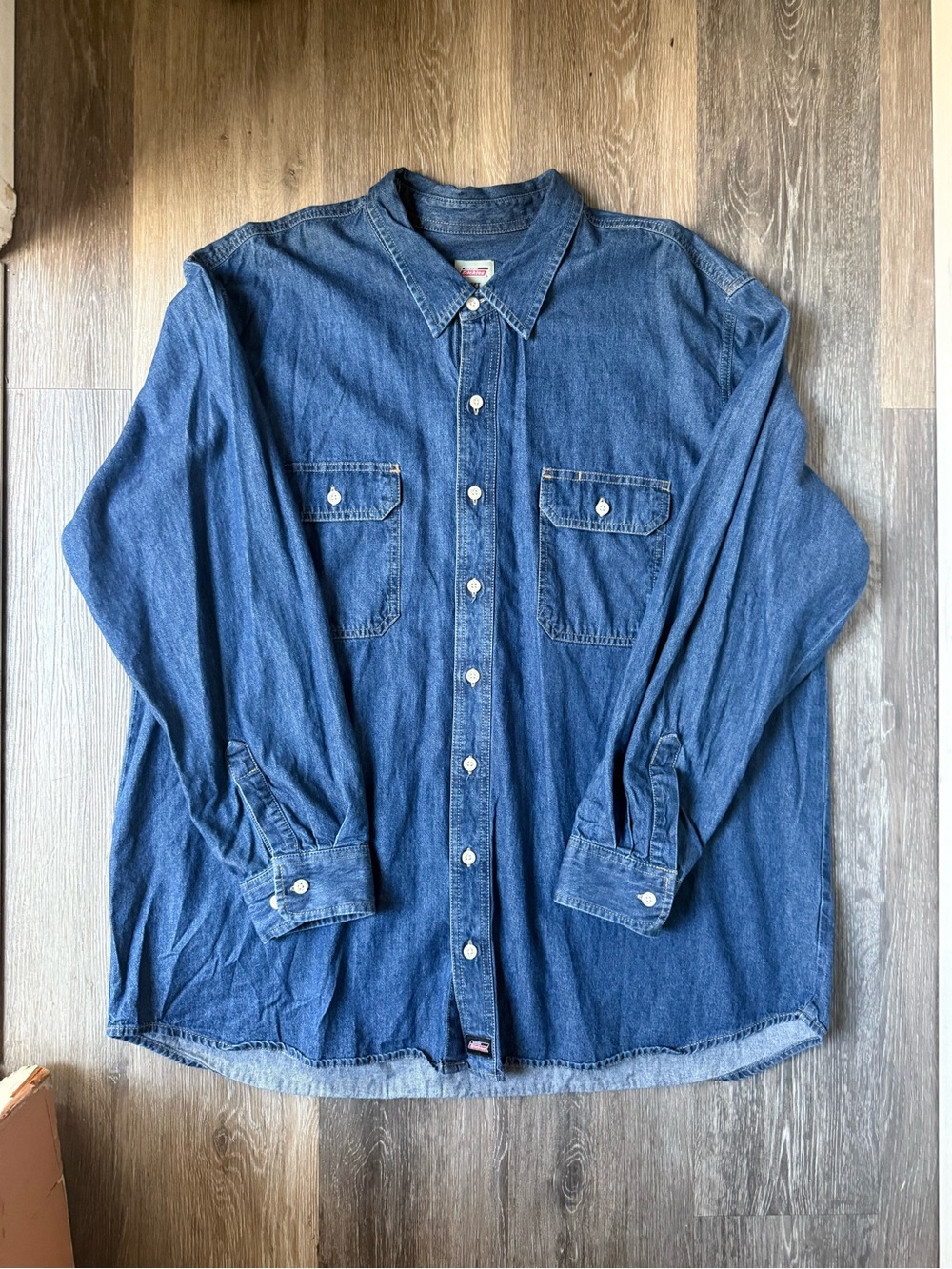 Dickies Men's Dark Blue Denim Button-Down Work Shirt 3XL